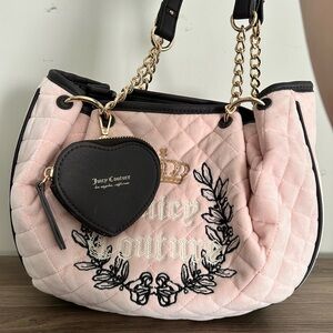 Juicy Couture Pink and Black Quilted Shoulder Bag